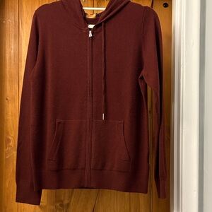 Quince Woman’s Mongolian Cashmere Full Zip Hoodie Burgundy Medium NWT